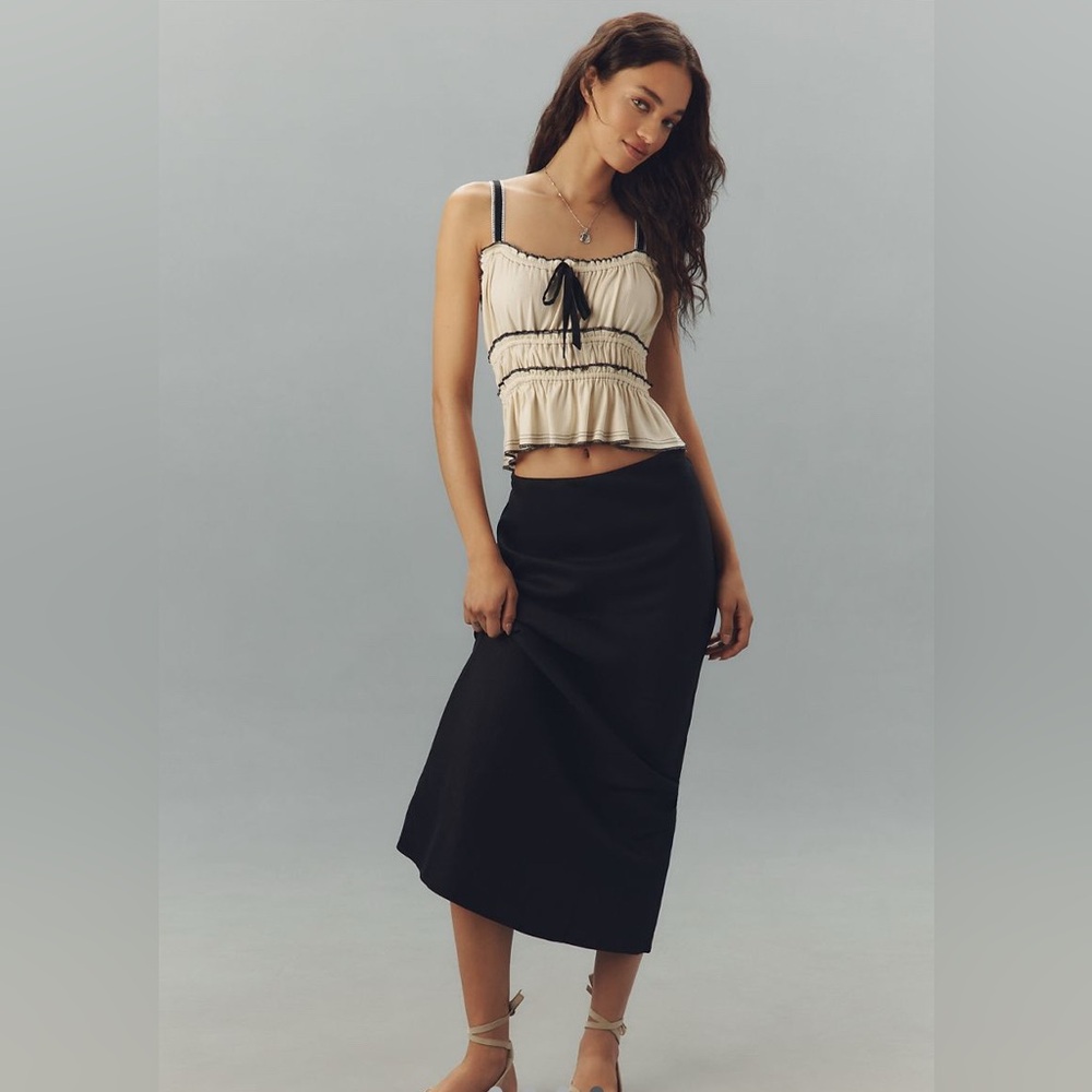 Pilcro Tiered Ruffle-Hem Ruched Tank Top, sz M from Anthropologie